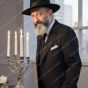 אילוסטרציה דמות אברך מבוגר מדליק נרות - 21587