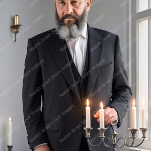 אילוסטרציה דמות אברך מבוגר מדליק נרות - 21589