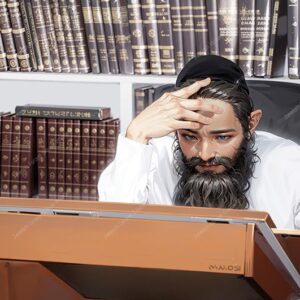 אילוסטרציה דמות אברך מבוגר בלימוד - 24699