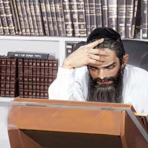 אילוסטרציה דמות אברך מבוגר בלימוד - 24700