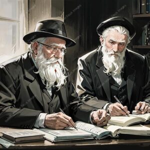 אילוסטרציה דמות זקנים בלימוד חברותא - 02024