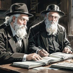 אילוסטרציה דמות זקנים בלימוד חברותא - 02025