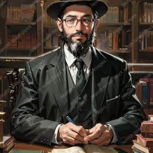 אילוסטרציה דמות אברך מבוגר בלימוד - 02030