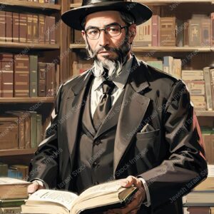 אילוסטרציה דמות אברך מבוגר בלימוד - 02031