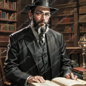 אילוסטרציה דמות אברך מבוגר בלימוד - 02032