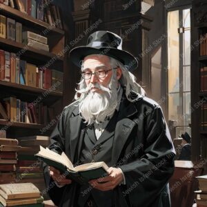 אילוסטרציה דמות זקן בלימוד - 02034