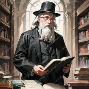 אילוסטרציה דמות זקן בלימוד - 02035