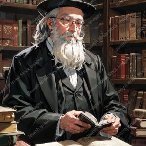 אילוסטרציה דמות זקן בלימוד - 02036