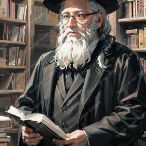 אילוסטרציה דמות זקן בלימוד - 02037