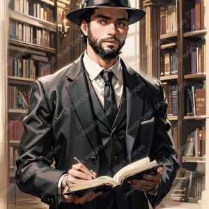 אילוסטרציה דמות אברך בלימוד - 02040