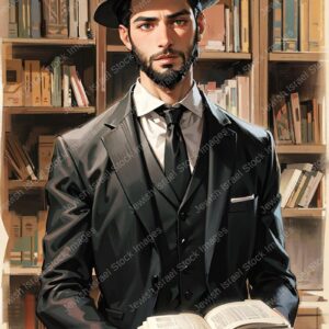 אילוסטרציה דמות אברך בלימוד - 02041