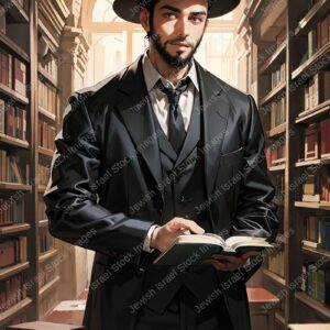 אילוסטרציה דמות אברך בלימוד - 02044