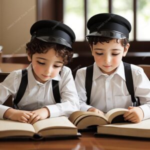 אילוסטרציה דמות זוג ילדים קטן לומדים - 02103
