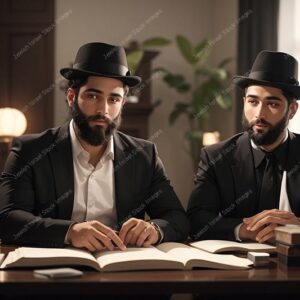 אילוסטרציה דמות זוג אברכים בלימוד - 02109
