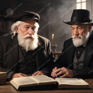 אילוסטרציה דמות שני זקנים בלימוד - 02113