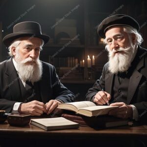 אילוסטרציה דמות שני זקנים בלימוד - 02114
