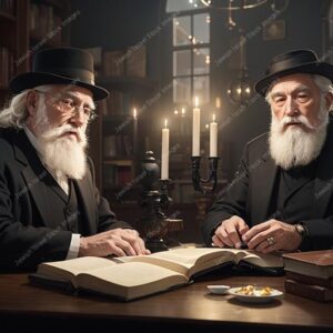 אילוסטרציה דמות שני זקנים בלימוד - 02116