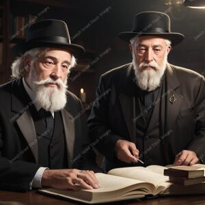 אילוסטרציה דמות שני זקנים בלימוד - 02117