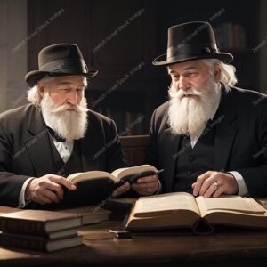 אילוסטרציה דמות שני זקנים בלימוד - 02118