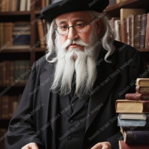 אילוסטרציה דמות זקן בלימוד - 02163