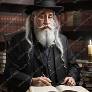 אילוסטרציה דמות זקן בלימוד - 02164