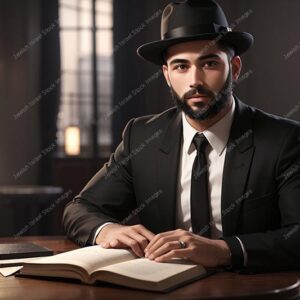אילוסטרציה דמות אברך בלימוד - 02173