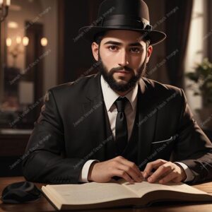 אילוסטרציה דמות אברך בלימוד - 02175