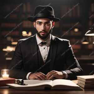 אילוסטרציה דמות אברך בלימוד - 02181