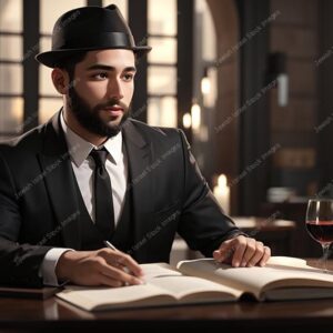 אילוסטרציה דמות אברך בלימוד - 02182