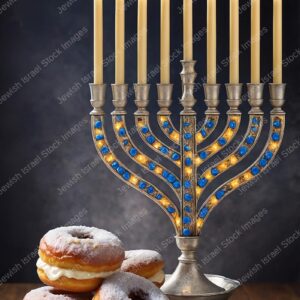 תמונת חנוכיה וסופגניות - 12916