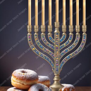 תמונת חנוכיה וסופגניות - 12917