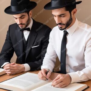 אילוסטרציה דמות זוג אברכים בלימוד - 20687