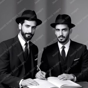 אילוסטרציה דמות זוג אברכים בלימוד - 20691