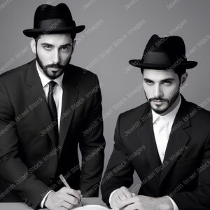 אילוסטרציה דמות זוג אברכים בלימוד - 20695