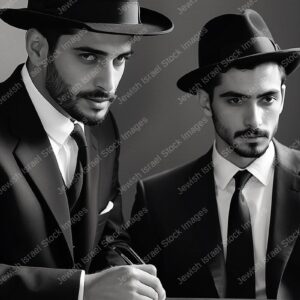אילוסטרציה דמות זוג אברכים בלימוד - 20697