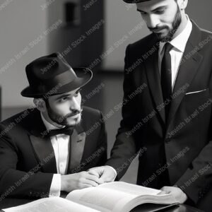 אילוסטרציה דמות זוג אברכים בלימוד - 20698
