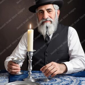 אילוסטרציה דמות אברך מבוגר בעת סעודה - 20722