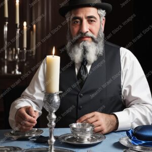 אילוסטרציה דמות אברך מבוגר בעת סעודה - 20723