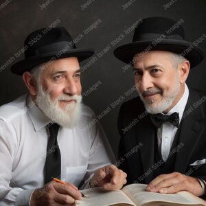 אילוסטרציה דמות זקנים בלימוד חברותא - 20745