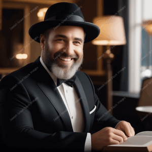 אילוסטרציה דמות אברך מבוגר בלימוד - 23467
