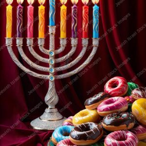 תמונת חנוכיה וסופגניות - 38391