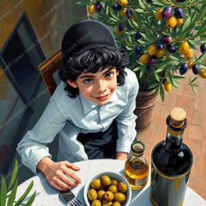 ילד ליד זיתים או עץ זית - 42222