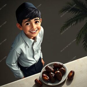 ילד אוחז או ליד תמרים - 42360