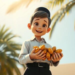 ילד אוחז או ליד תמרים - 42362