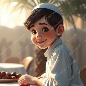 ילד אוחז או ליד תמרים - 42366