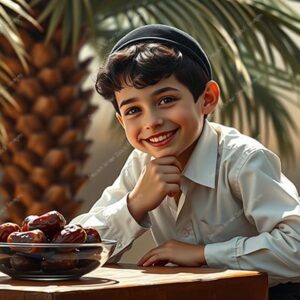 ילד אוחז או ליד תמרים - 42375