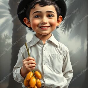 ילד אוחז או ליד תמרים - 42377