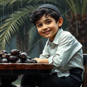 ילד אוחז או ליד תמרים - 42381
