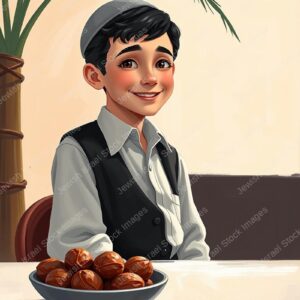ילד אוחז או ליד תמרים - 42382