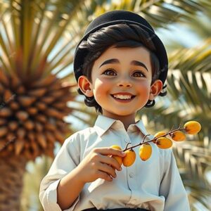 ילד אוחז או ליד תמרים - 42391